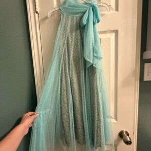 Altar'd State turquoise layered high-neck dress. P